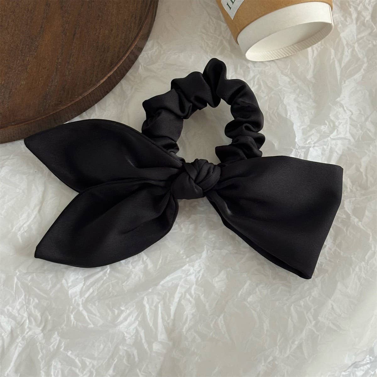 Satin Asymmetrical Bow Scrunchie Lazy Style_Cwaha07978