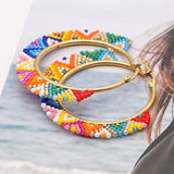 BEADED RICE BEADS HAND WOVEN COLORFUL EARRINGS_CWMM3873