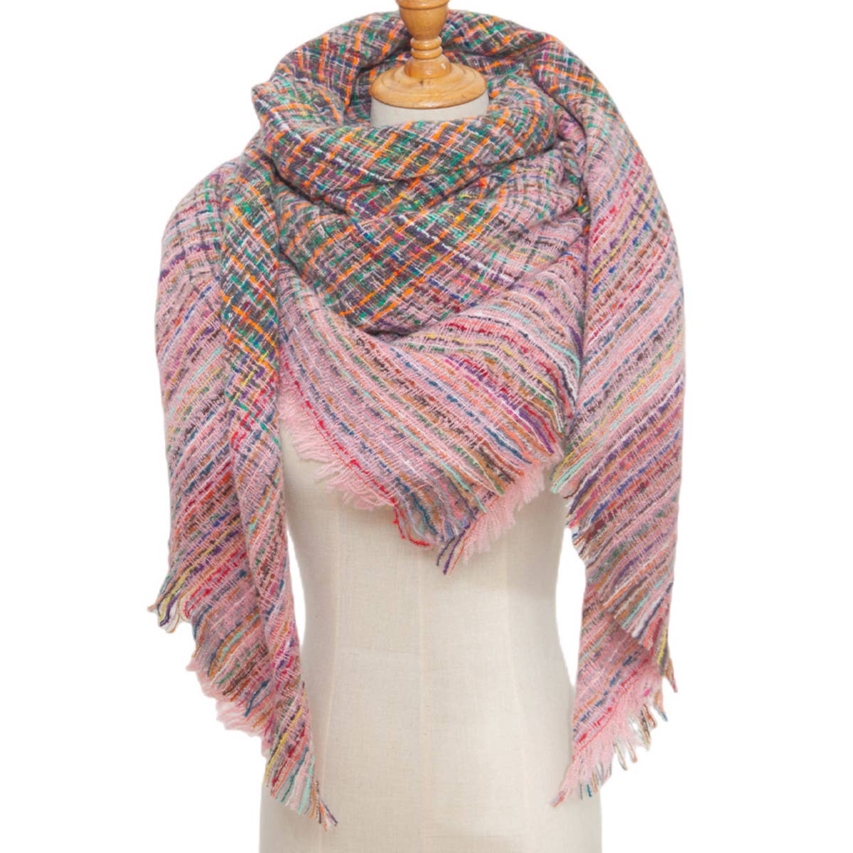 PLAID CIRCLE SCARF FALL WINTER WOVEN WRAP_CWASC0156