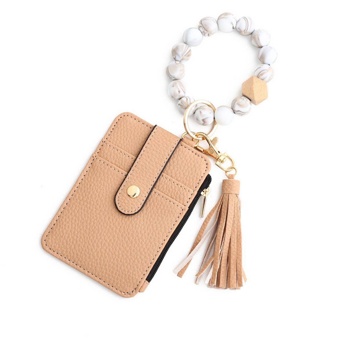 SILICONE BRACELET LEATHER WALLET TASSEL KEYCHAIN_CWAJE0659