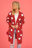 Women Cute Heart Print Open Front Mid Cardigan_Cwocal0487