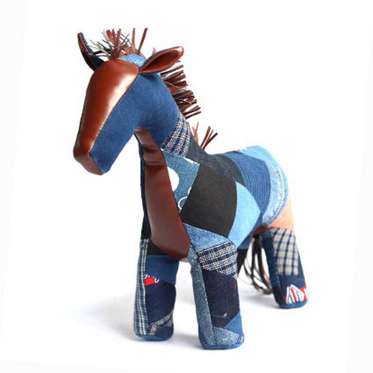 INDIGO PATCHWORK HANDMADE ANIMAL PLUSH_CWMM6025