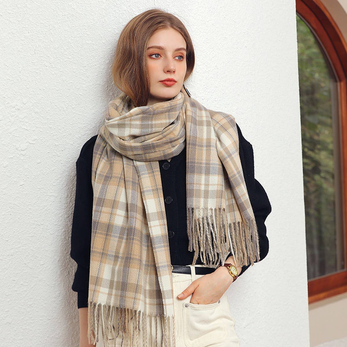 PLAID WINTER SCARF WRAP SOFT STREET STYLE SHAWL_CWASC1050