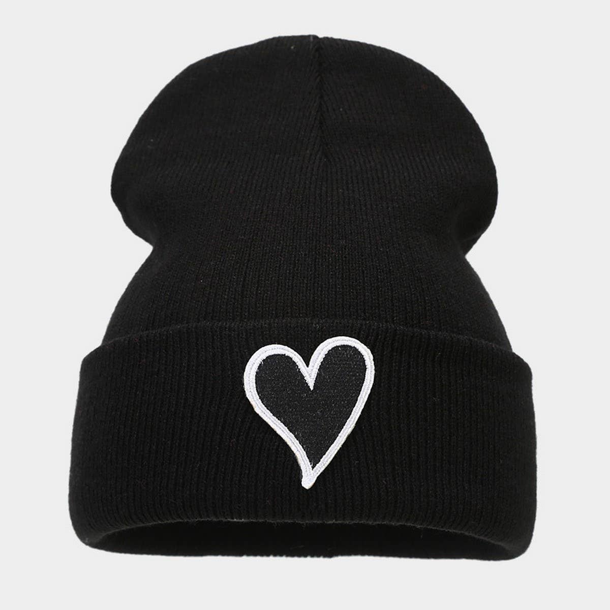 FASHIONABLE WARM KNITTED HAT WITH HEART STICKERS_CWAH2121