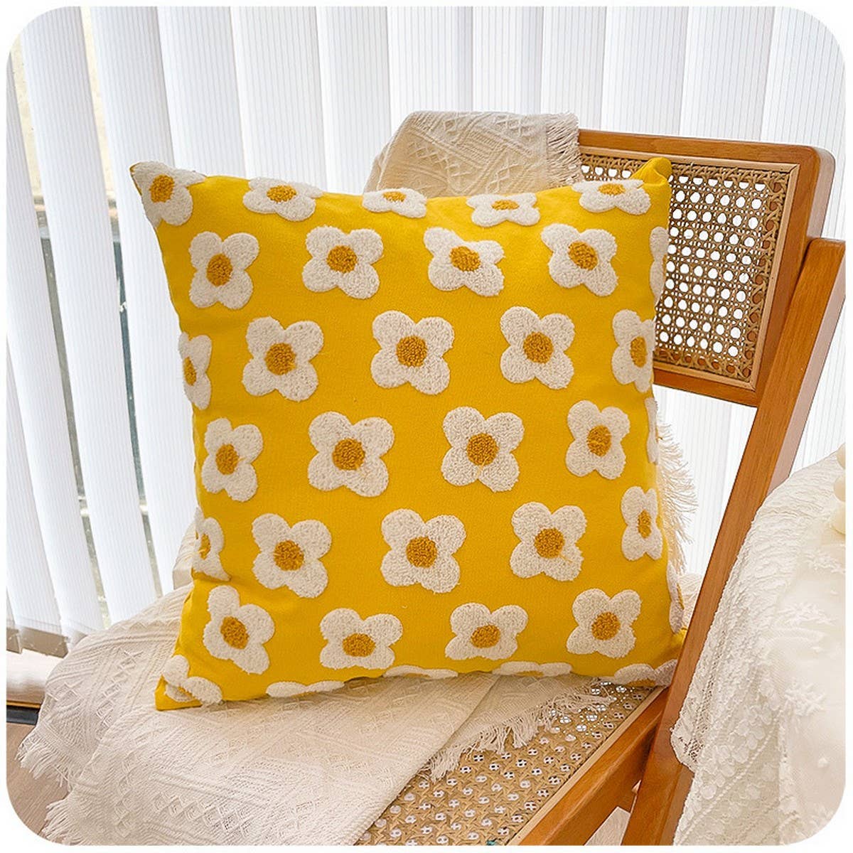 FLORAL EMBROIDERED SQUARE PILLOW COVER SOFA CUSHION_CWMM7708