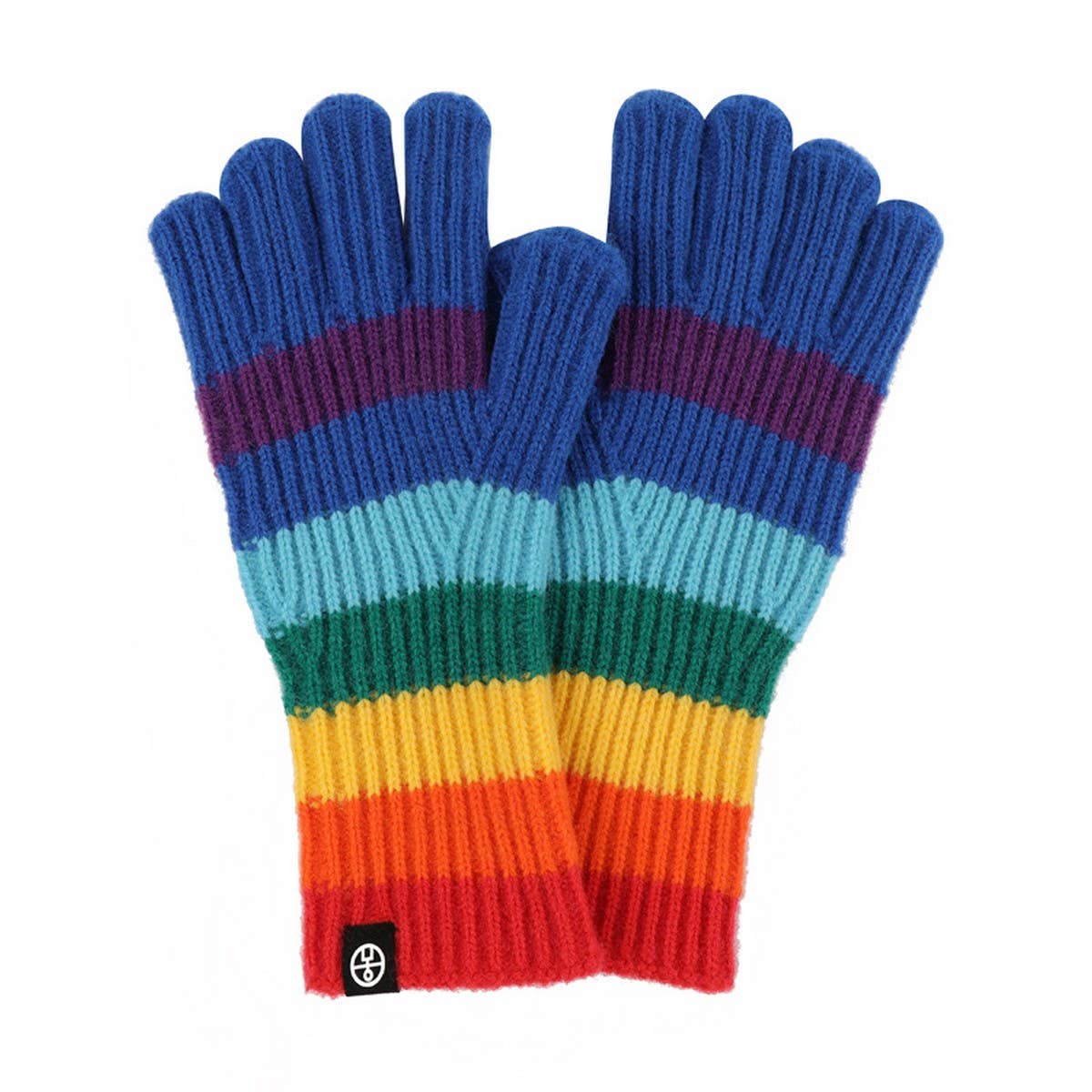Winter Rainbow Striped Knitted Fingerless Gloves_Cwag0397