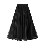BOWKNOT MESH SKIRT SMALL CLEAR SWEET A LINE SKIRT_CWBMS0304