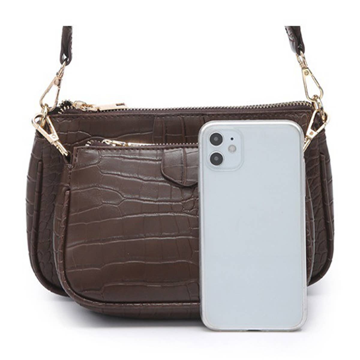 CROCODILE PATTERN ZERO WALLET SHOULDER BAG_CWAB1392