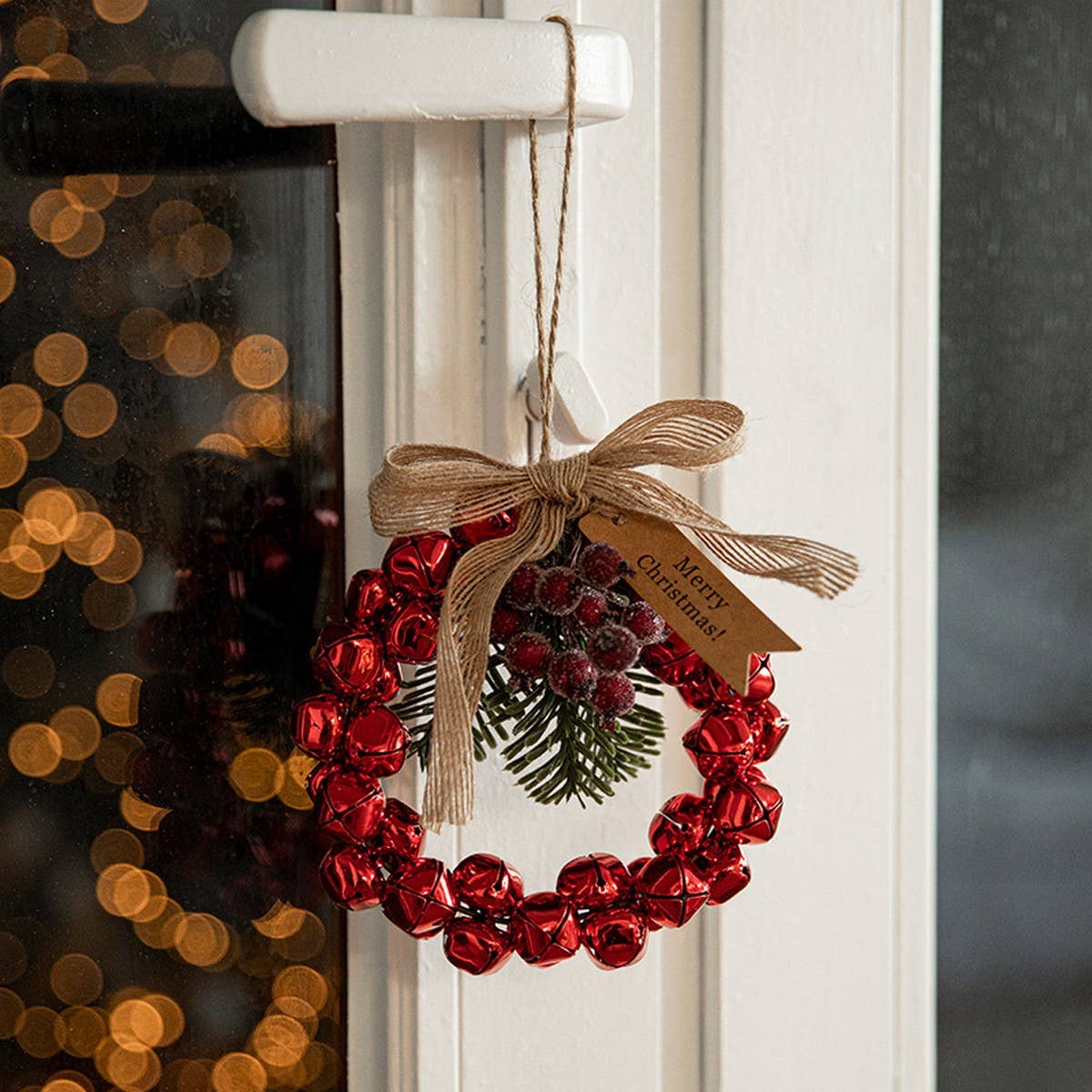 IRON METAL CHRISTMAS BELL HANGING WREATH DECOR_CWMM9740