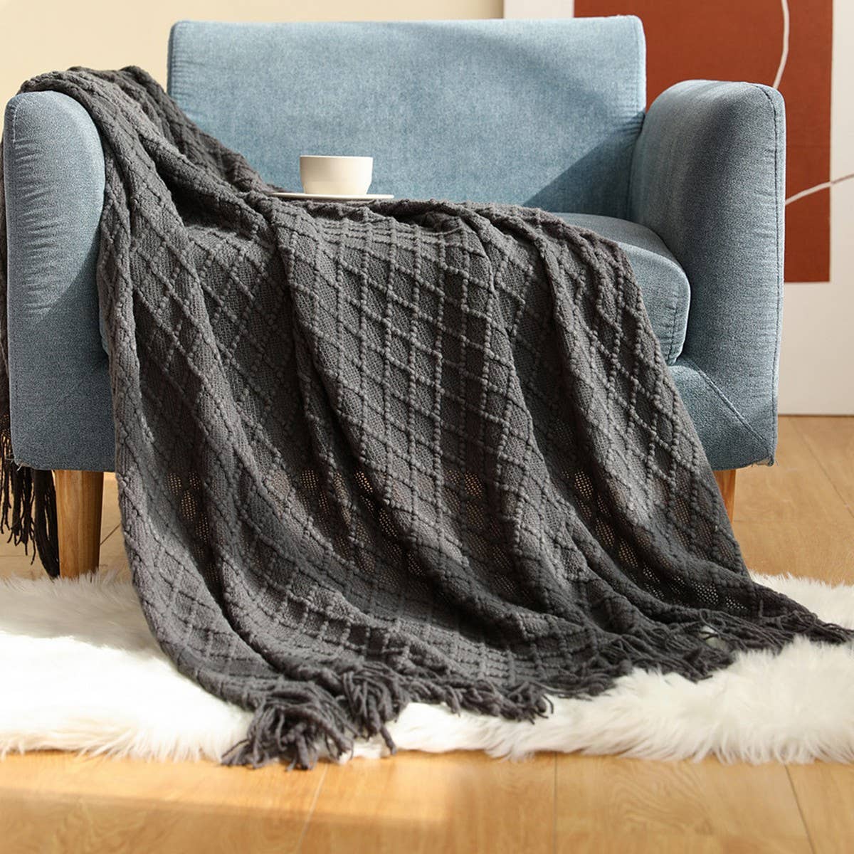 KNITTED SOLID COLOR SOFA BLANKET SHAWL BLANKET_CWMM0188