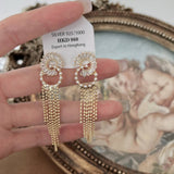 PEARL DOUBLE RING TASSEL EARRINGS_CWAJE1296