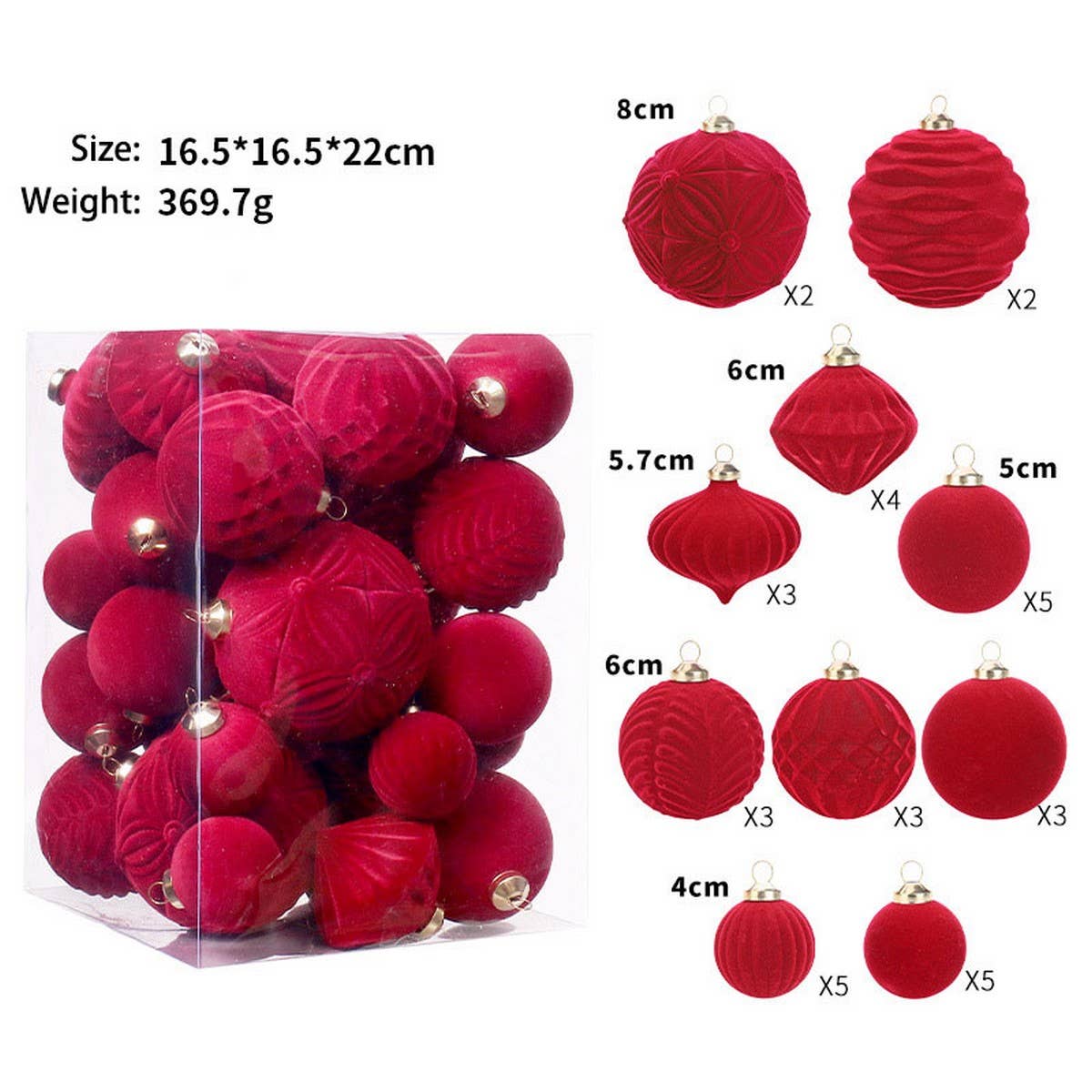 Deluxe Flocked Christmas Ball Ornament Set_Cwmm9917