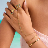 18K GOLD ZIRCON CHAIN RING BRACELET TITANIUM_CWAJE4649