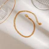 Trendy 18K Gold Beaded O-Link Double Anklet