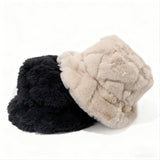 Faux Rabbit Plush Bucket Hat Women Winter_Cwah04622
