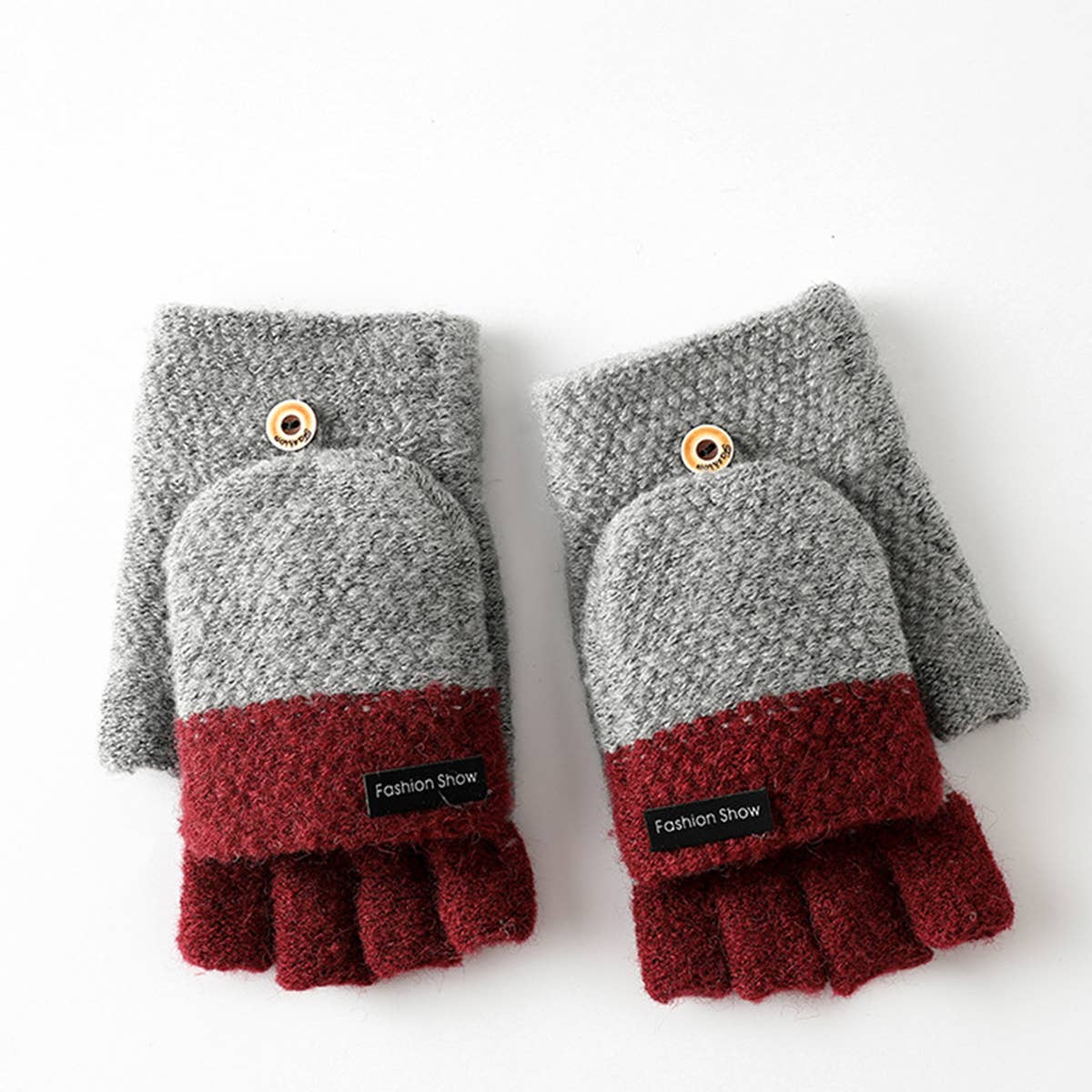 MEN S WINTER FLIP MITTENS KNIT HALF FULL FINGER_CWAG0524