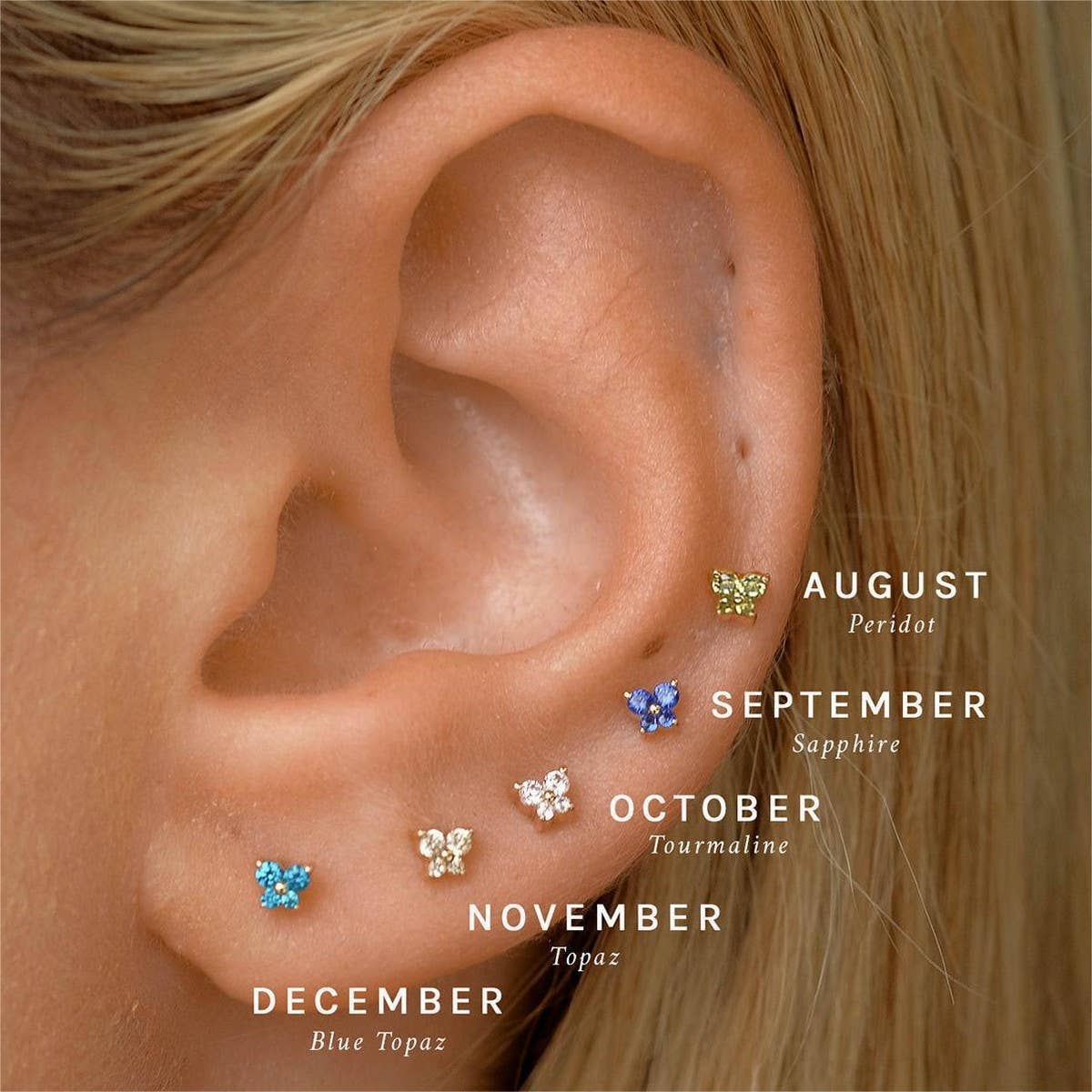 DECEMBER BIRTHSTONE BUTTERFLY STUD CUFF EARRINGS_CWAJE5112