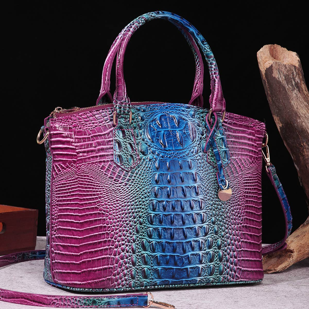 CLASSY CROCODILE PATTERN TOP HANDLE BAG_CWAB0572