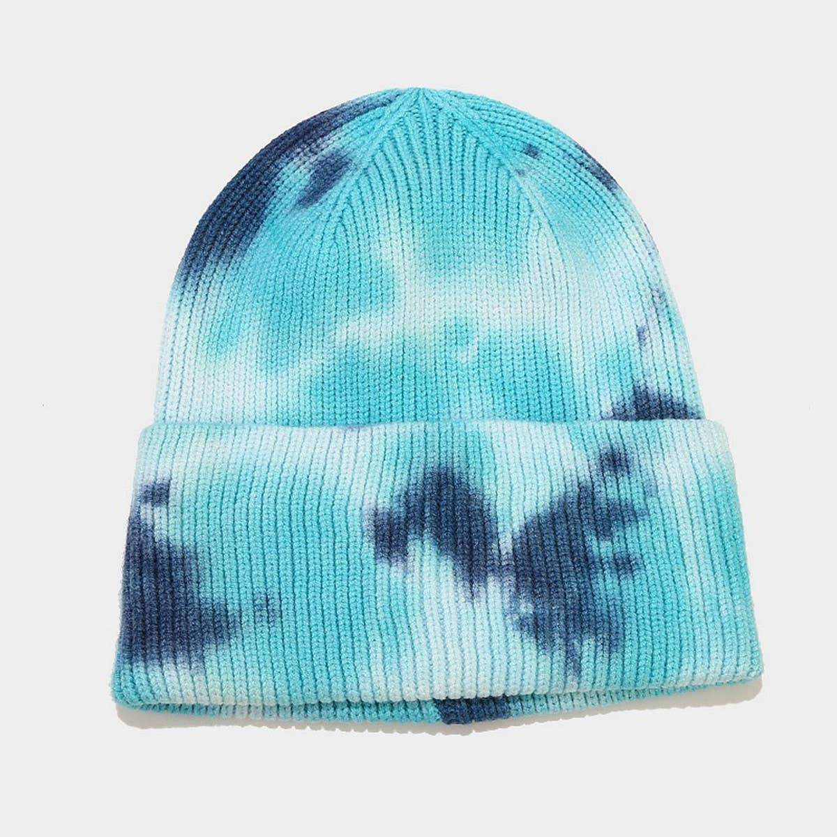 OUTDOOR WARM CURLED EDGE TIE DYE KNITTED HAT_CWAH1593