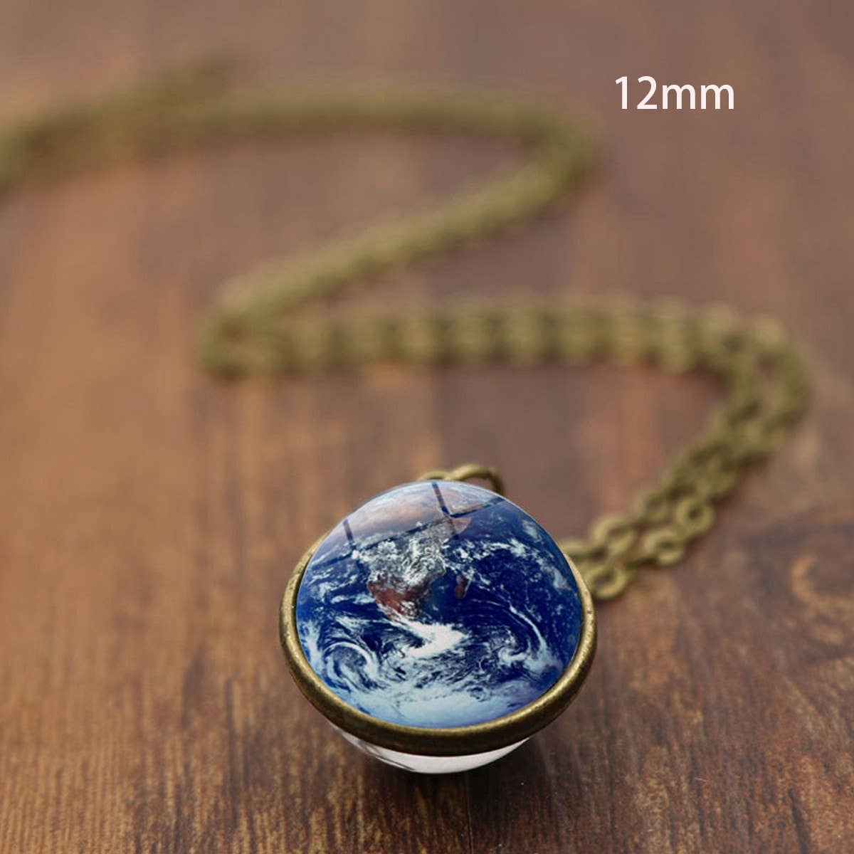 EARTH PATTERN CRYSTAL GLASS BALL PENDANT NECKLACE_CWMM0498