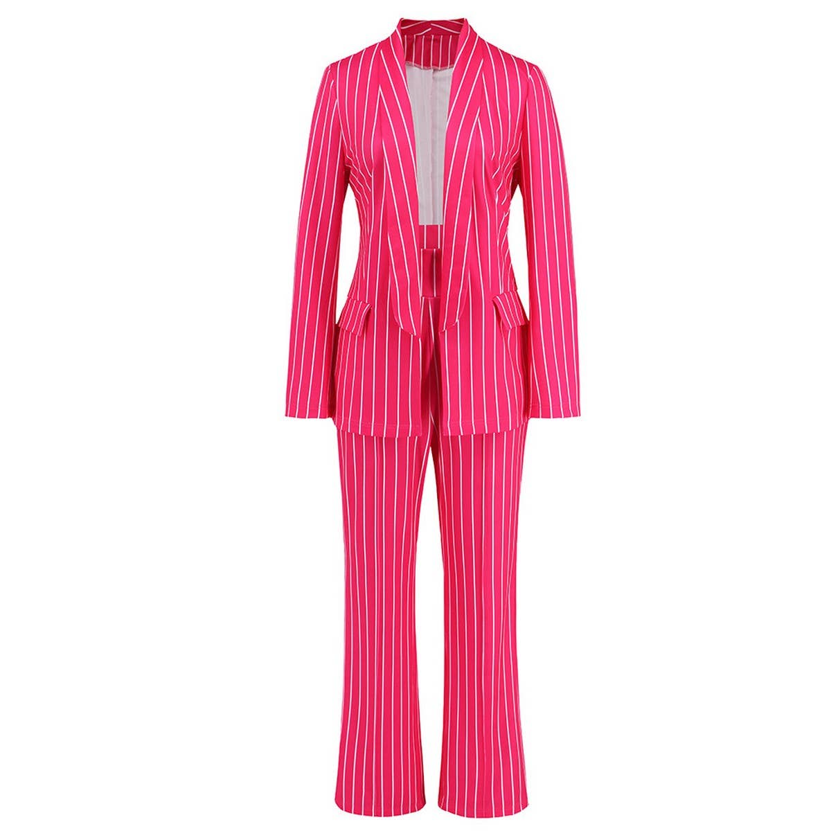 Wide-Leg Trousers Casual Striped Suit Two-Piece