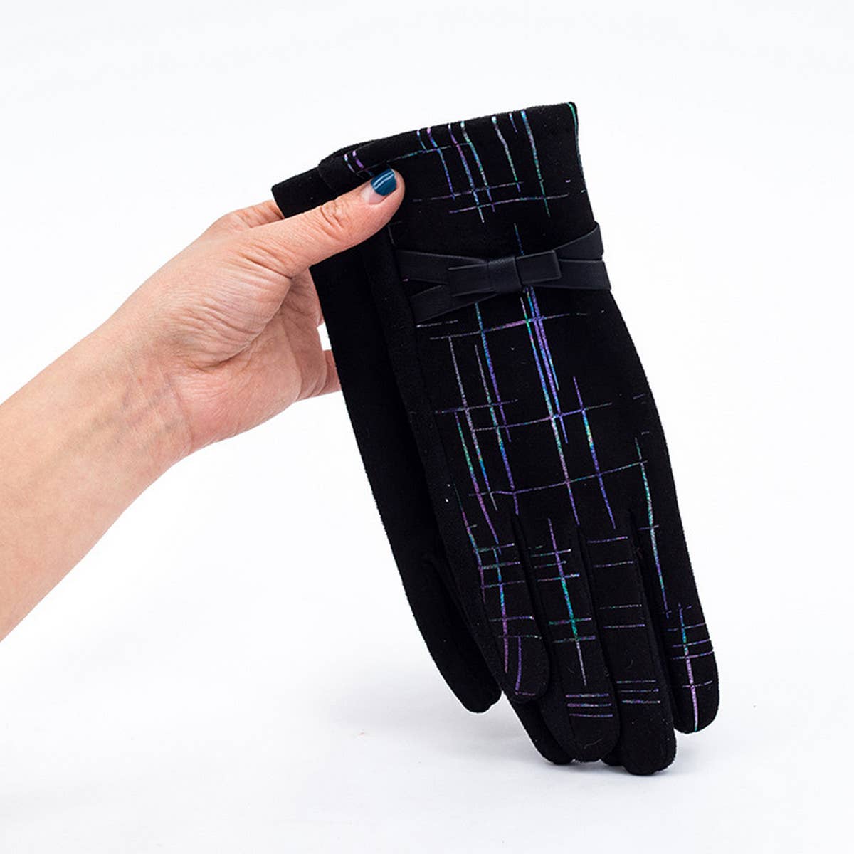 Fashion Irregular Gold Striped Bowknot Gloves_Cwag0074