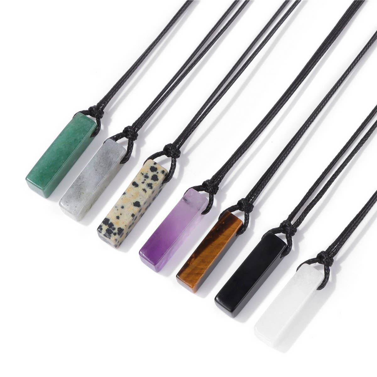 Cwaje3881_Irregular Stone Rectangular Pendant Necklace