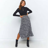 HIGH WAIST LEOPARD CHIFFON PRINT SLIT MIDI SKIRT_CWBSS0377