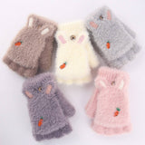 Winter Warm Flip Fingerless Gloves For Women_Cwag0243