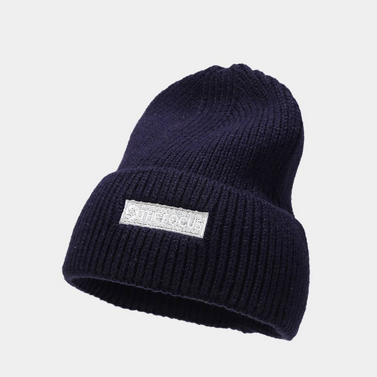 LETTER THICKENED EMBROIDERED BEANIE KNITTED HAT_CWAH2073