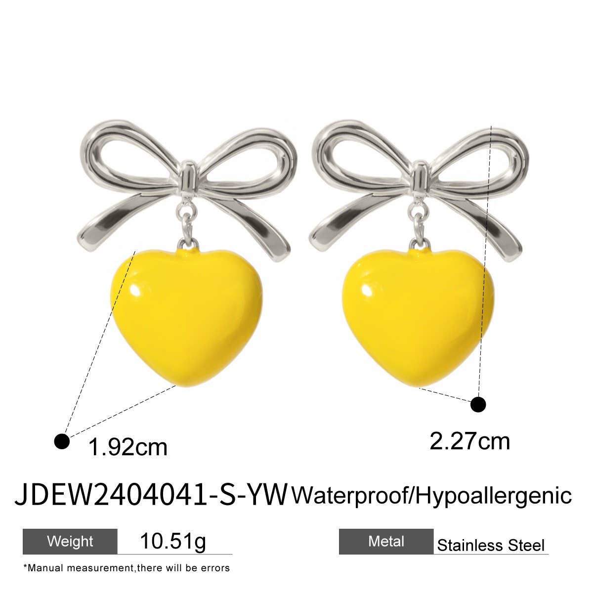 BOW WITH A HEART SHAPED OIL DROP EARRINGS_CWAJE1881