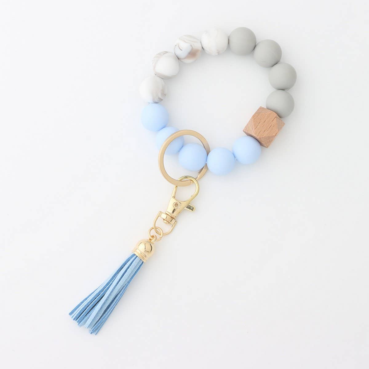 TASSEL BEAD KEYCHAIN BRACELET WITH SILICONE BEADS_CWMM7020
