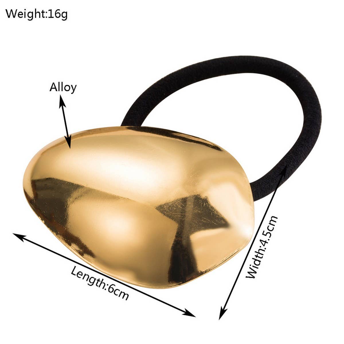 GEOMETRIC OVAL METAL STRIPE ELASTIC HAIR TIE_CWAHA6216