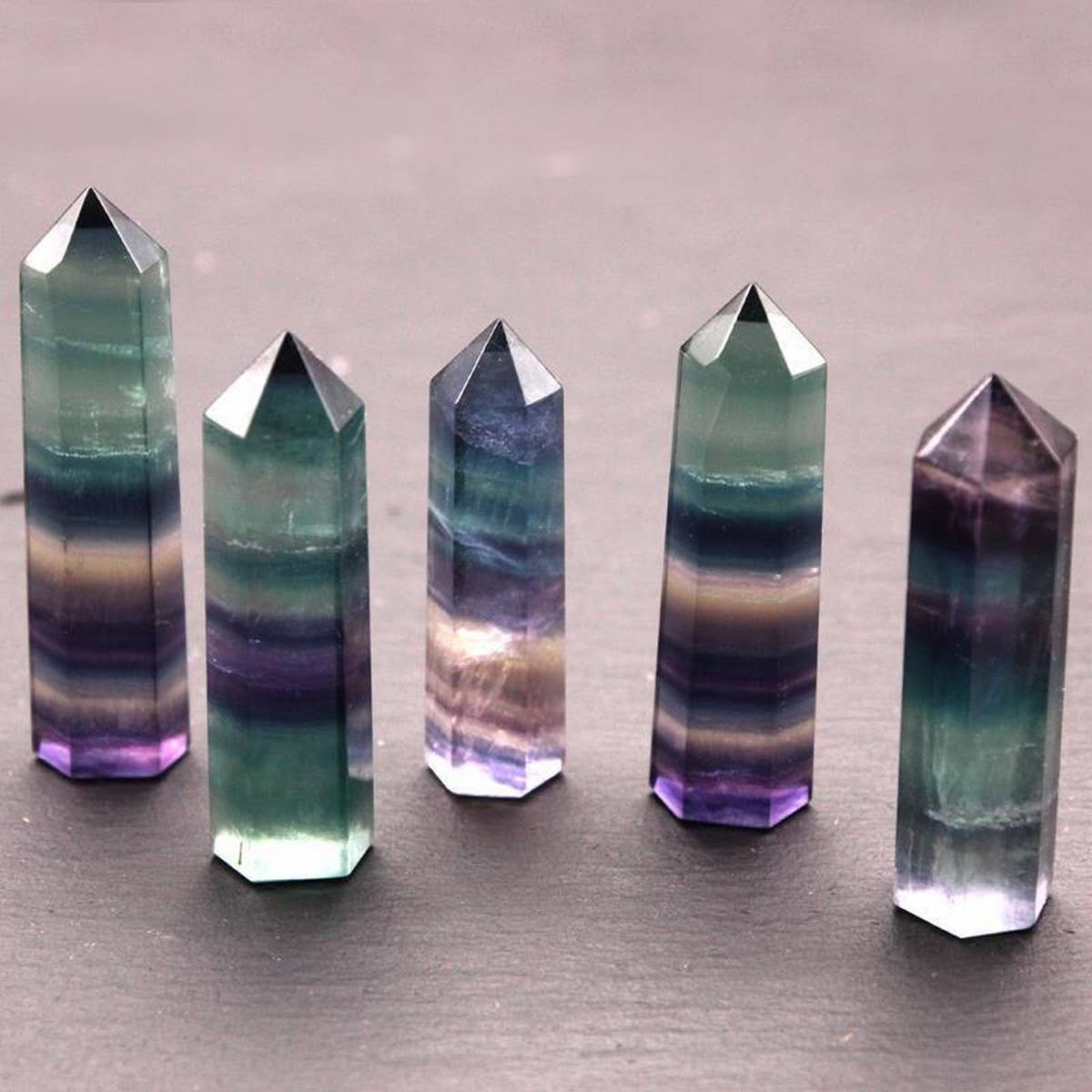 RAINBOW FLUORITE CRYSTAL POINT TOWER_CWMM8107