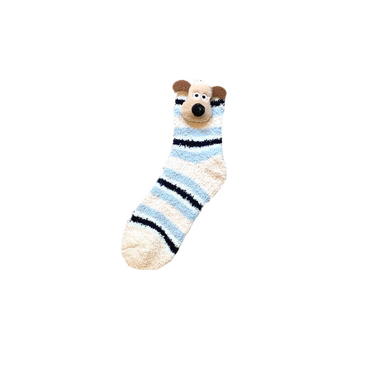 Cute Puppy Fleece 3D Slouchy Floor Socks_Cwms03223