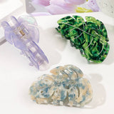 ACETATE LEAF HAIR CLAW ELEGANT SHARK CLIP_CWAHA1646