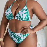 PLUS SIZE BIKINI PRINTED ONE PIECE SWIMSUIT SET_CWMW0599