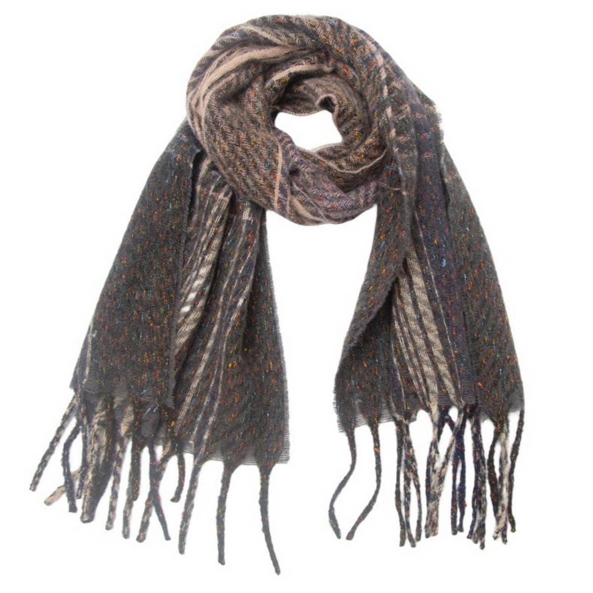GRADIENT FRINGE SCARF FALL WINTER JACQUARD WRAP_CWASC0874