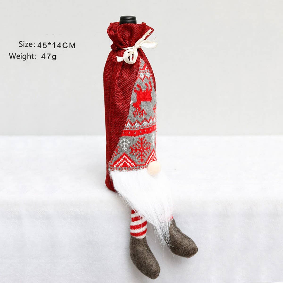 RUDOLPH 3D SANTA WINE BOTTLE BAG WITH BEARD_CWAJE05397