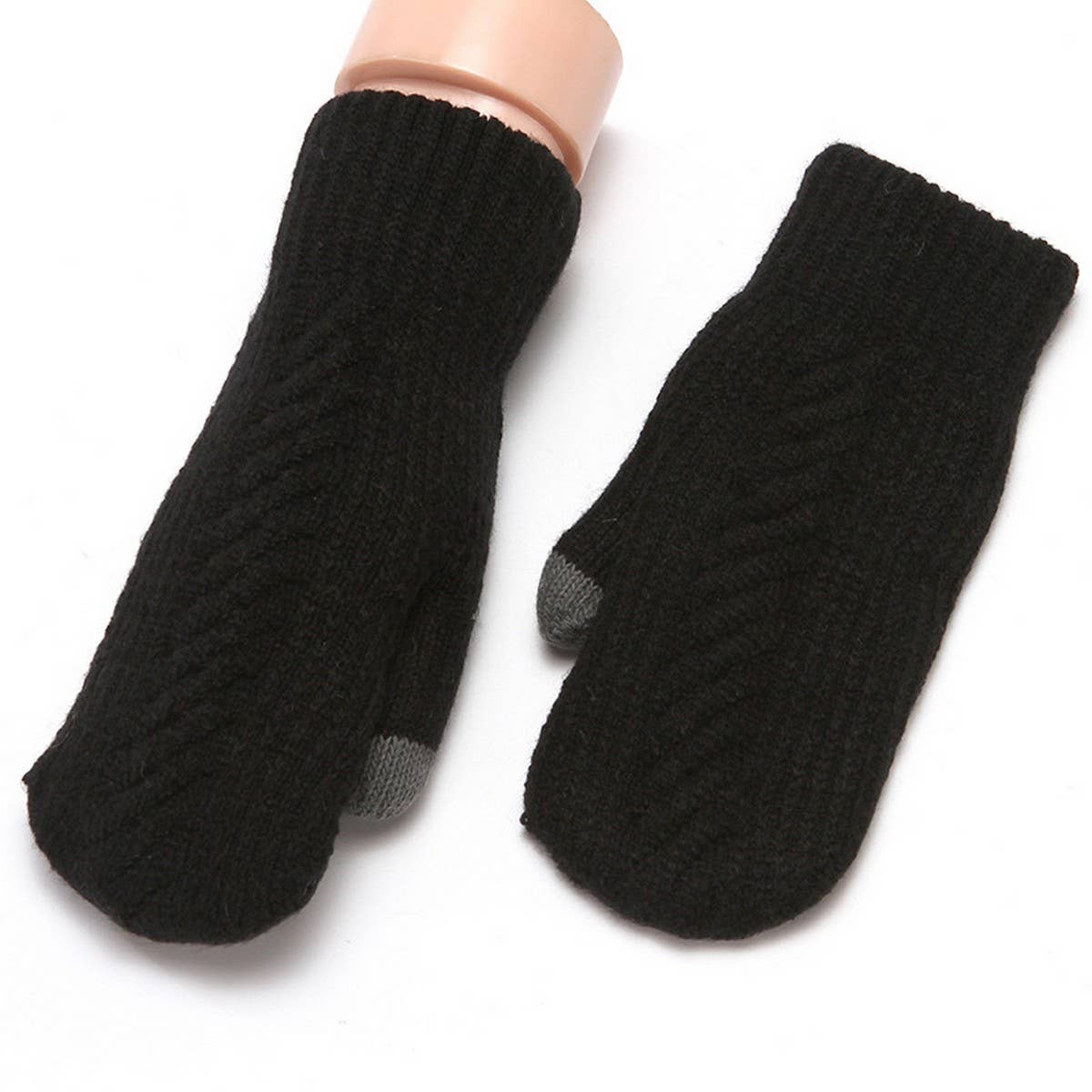 Winter Womens Cute Thick Knit Touchscreen Gloves_Cwag0271