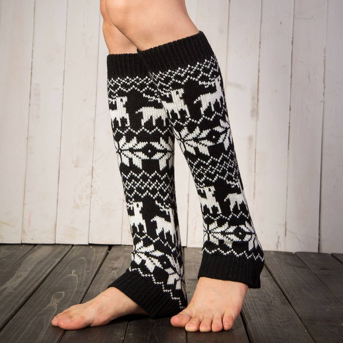 CHRISTMAS WINTER WARM LEGGINGS ELK PILE SOCKS_CWMS0762