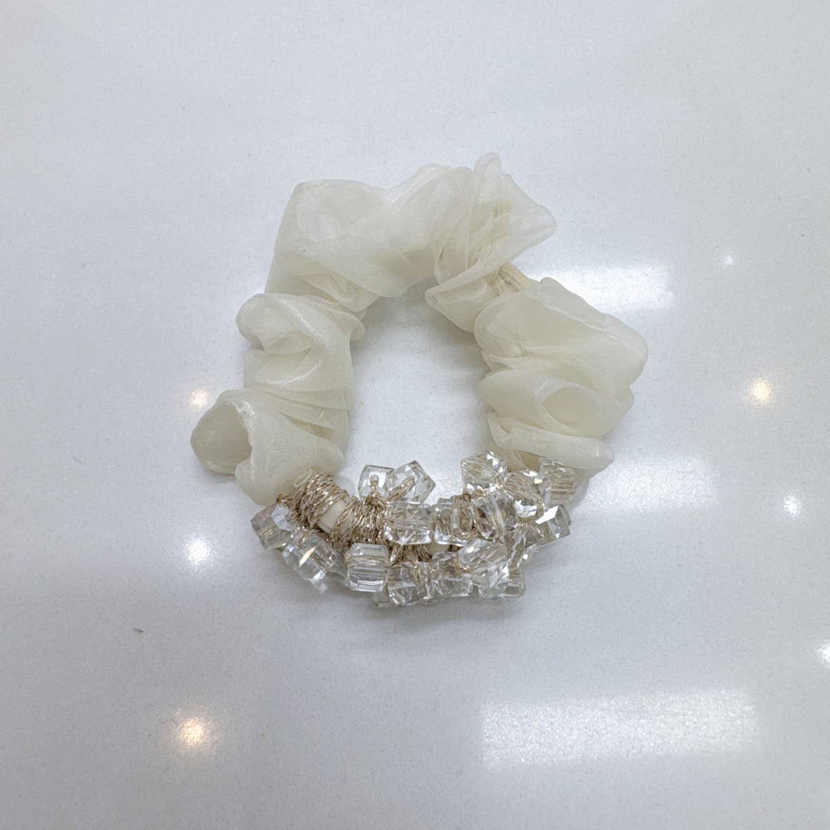 ELEGANT SQUARE CRYSTAL SCRUNCHIE CUTE HAIR TIE_CWAHA6775