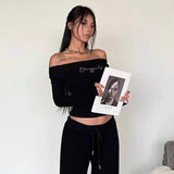 Square Collar Long Sleeve Slim-Fit T-Shirt