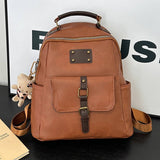 Retro Large-Capacity Leather Commuter Backpack