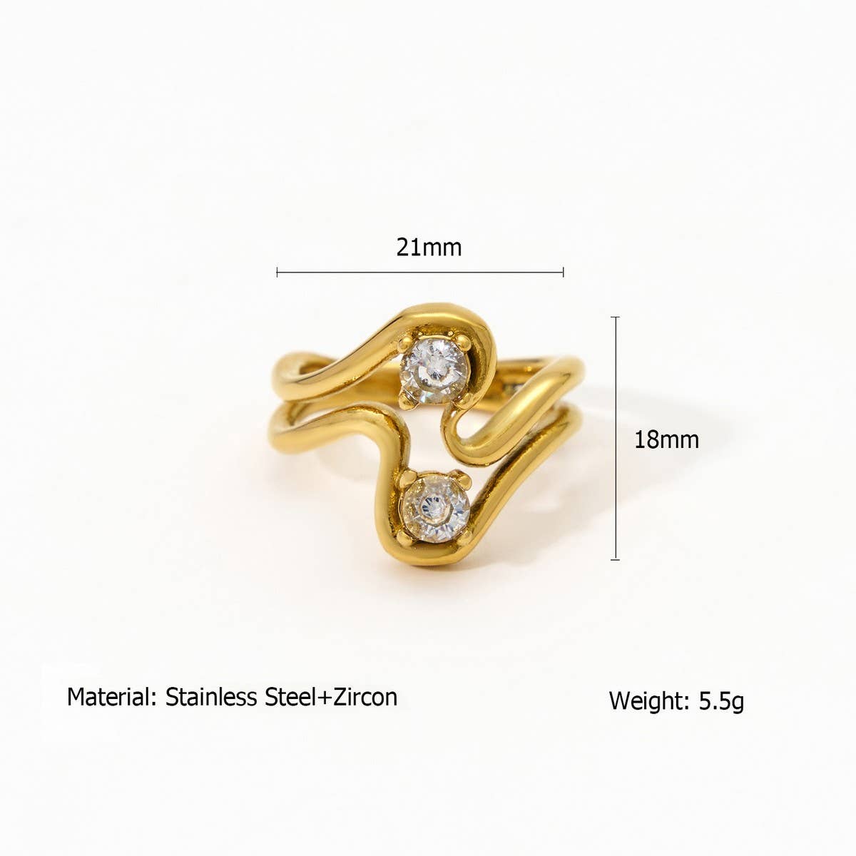 DESIGNER STEEL RING WITH ZIRCON IRREGULAR SHAPE_CWMM8935