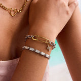 Two-Tone Stainless Steel Paperclip Bracelet,Luxury