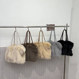 Winter Fashion Pleated Faux Fox Fur Plush Bag_Cwab3921