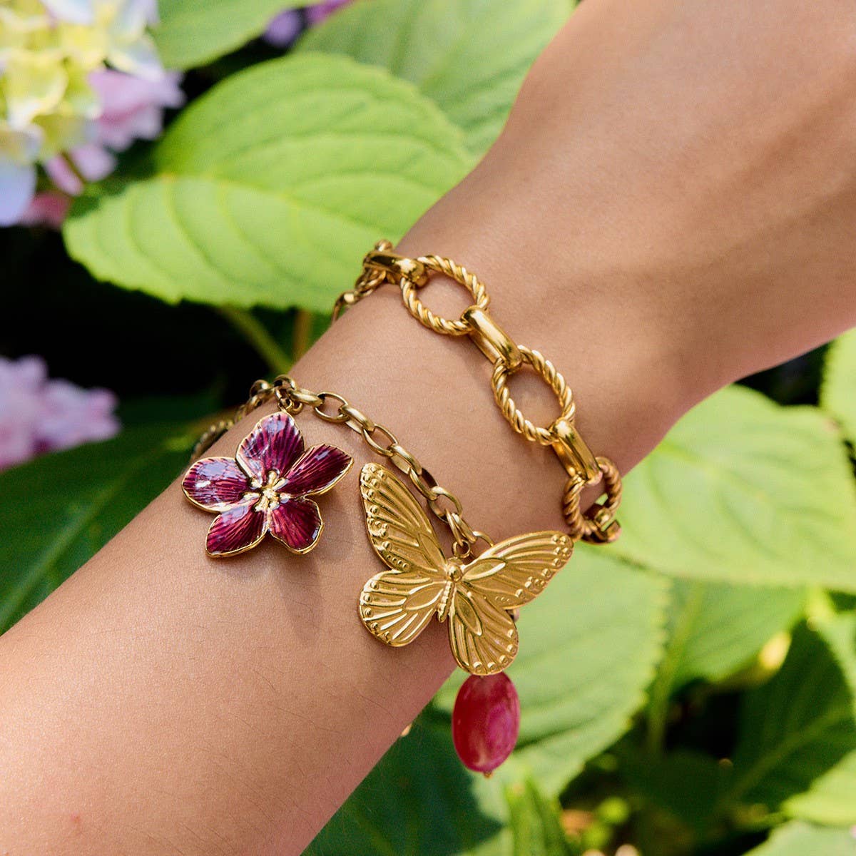 MODERN 18K GOLD SILVER ROPE CROSS CHAIN BRACELET_CWAJE4822