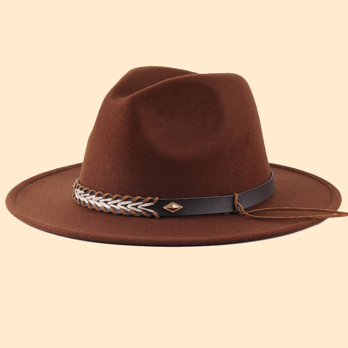 SIMPLE BELT BUCKLE FELT HAT JAZZ HAT_CWAH0751