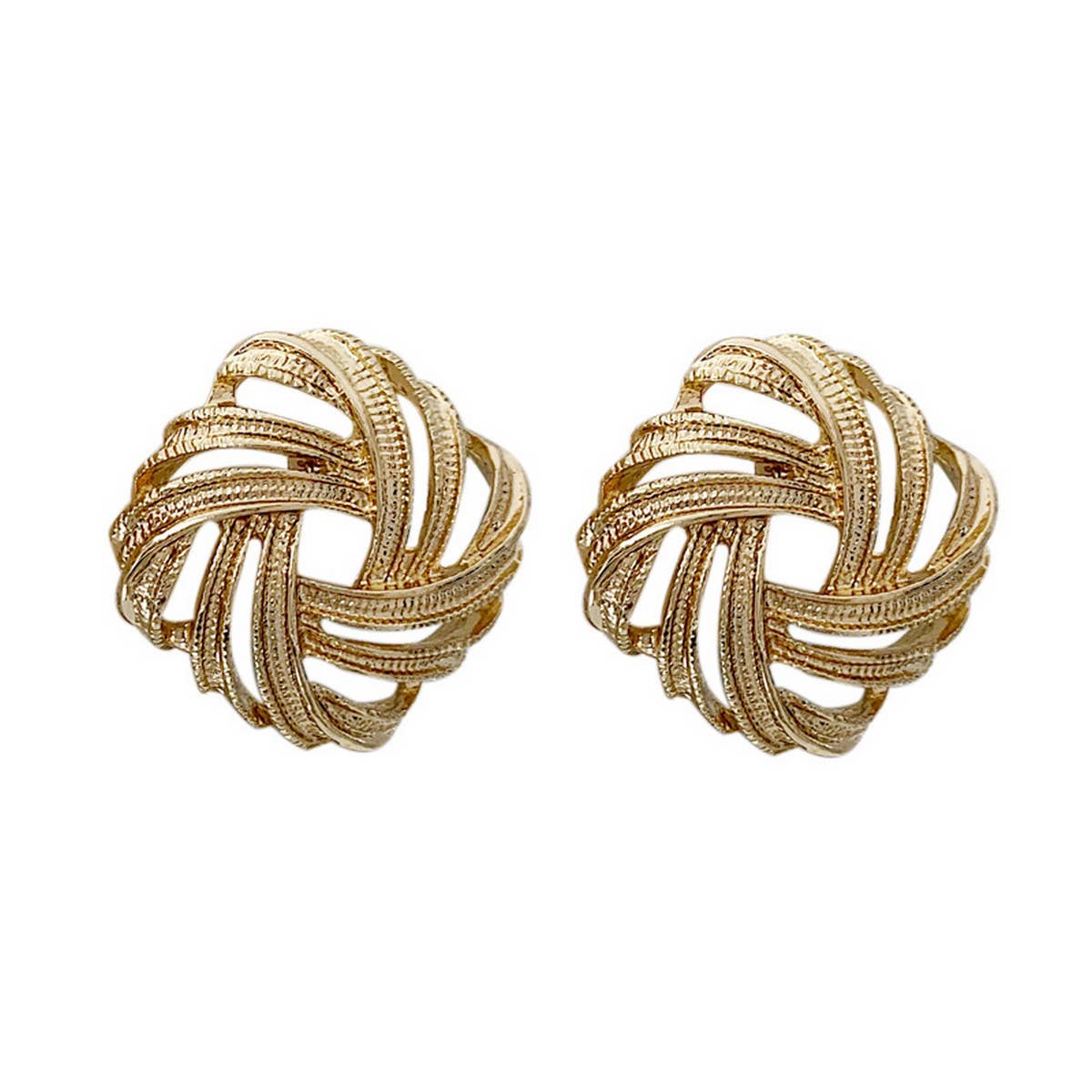 HIGH END VINTAGE GOLD BRAIDED EARRINGS_CWAJE1637
